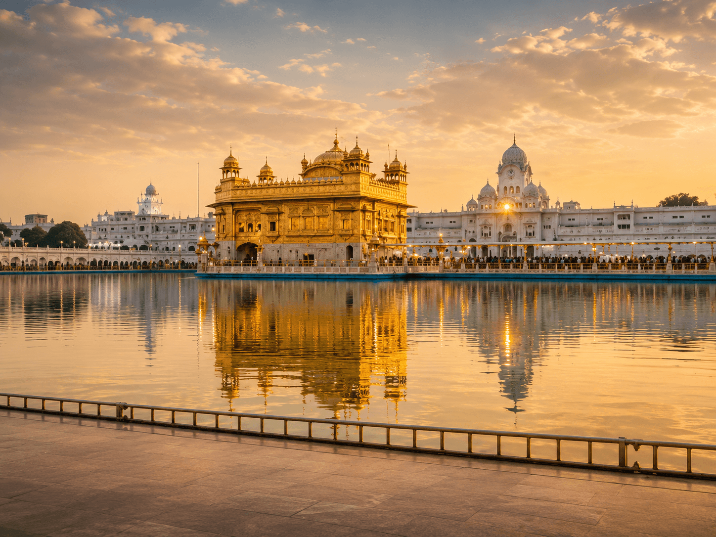 Golden Temple in Amritsar at sunset
